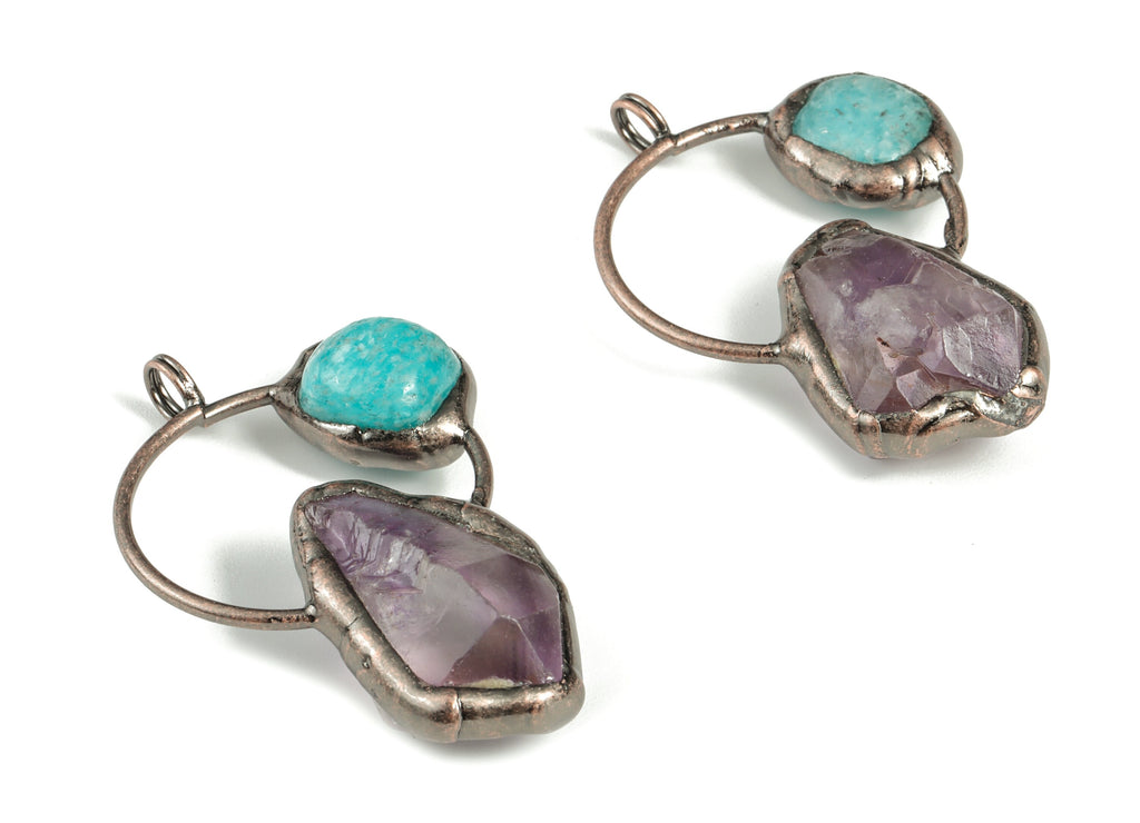 Tianjin Amethyst Charm - Tianjin Stone Pendant - Tianjin Amethyst Gemstone Jewelry Supplies - Average Size - 55.88×34.79×18.85mm - NS1388 - DOMEDBAZAAR