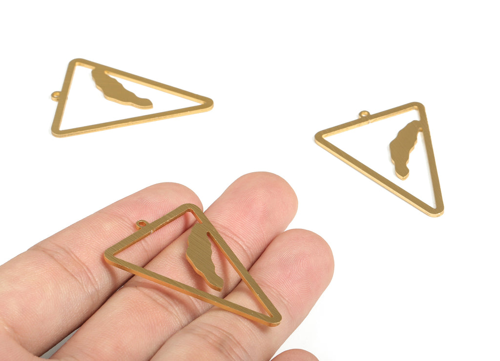 Aluminum Triangle Earring Charms - Aluminum Triangle Pendant - Gold Tone Plated - DIY Jewelry Making Supplies - 42.12x30.22x0.98mm - AA1151 - DOMEDBAZAAR