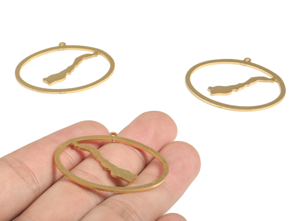Aluminum Oval Earring Charms - Aluminum Oval Pendant - Anodized Aluminium Charms - Gold Tone Plated - 40.69x30.89x1.1mm - AA1154C - DOMEDBAZAAR