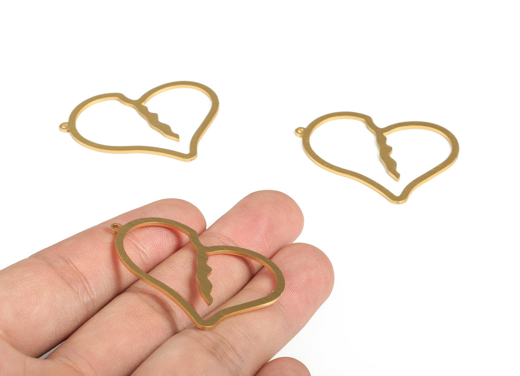 Aluminum Heart Earring Charms - Aluminum Heart Pendant - Anodized Aluminium Charms - Gold Tone Plated - 42.72x36.53x1.02mm - AA1157C - DOMEDBAZAAR