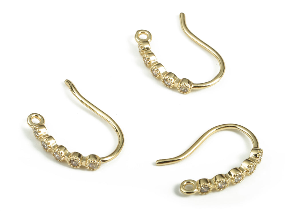 Zircon Ear Wire - Brass Earring Hoops - Hoop Ear Wire - Custom Jewellery Making - 18K Real Gold Plated Brass - 15.47×10.73×2.22mm - RGP3050 - DOMEDBAZAAR