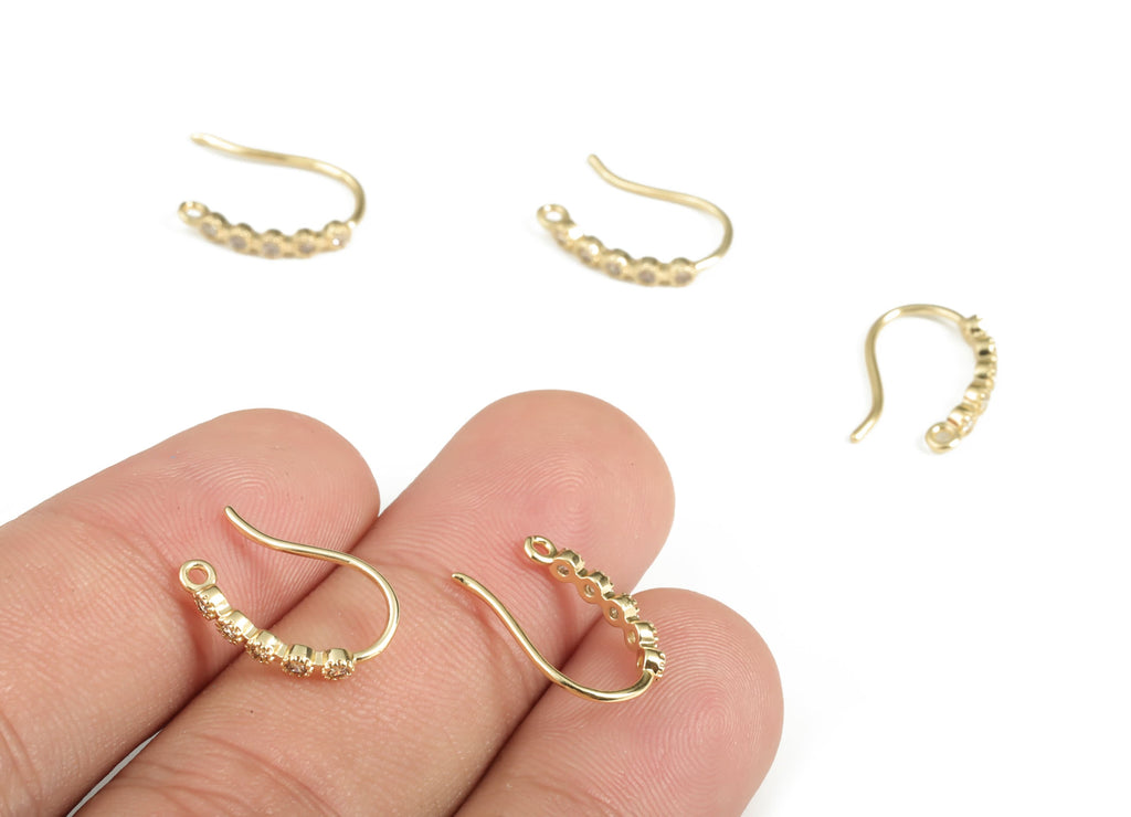 Zircon Ear Wire - Brass Earring Hoops - Hoop Ear Wire - Custom Jewellery Making - 18K Real Gold Plated Brass - 15.47×10.73×2.22mm - RGP3050 - DOMEDBAZAAR