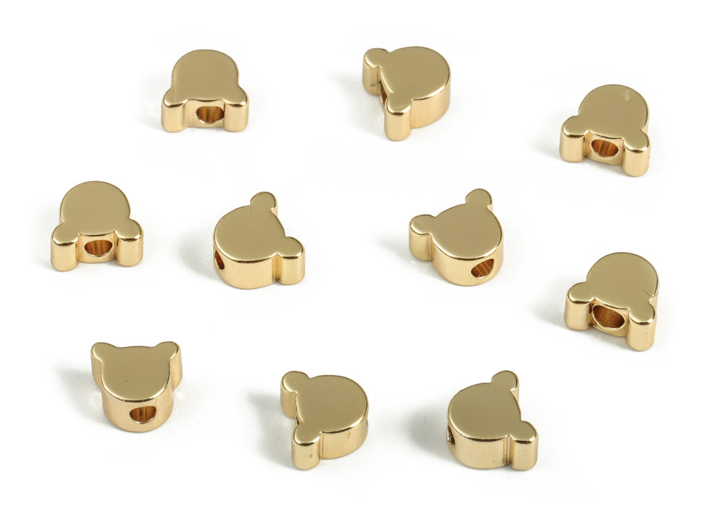 Brass Bear Earring Charms - Gold Bear Pendant - 18K Real Gold Plated Brass - Jewelry Making Supplies - 5.93x5.2x2.96mm - RGP3148 - DOMEDBAZAAR