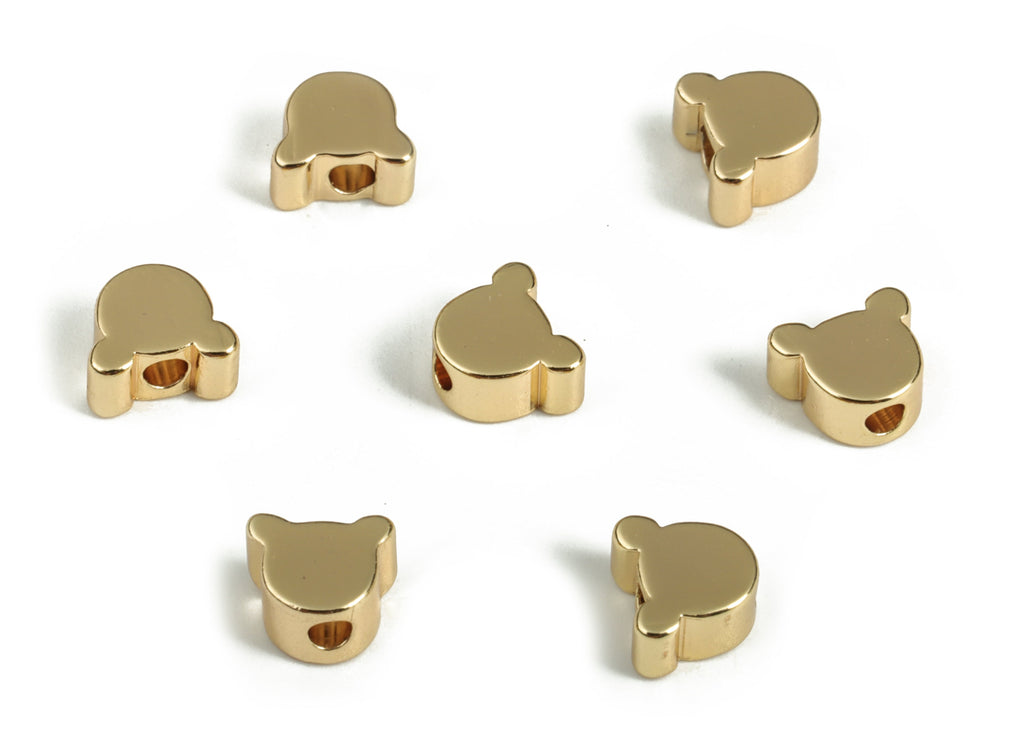 Brass Bear Earring Charms - Gold Bear Pendant - 18K Real Gold Plated Brass - Jewelry Making Supplies - 5.93x5.2x2.96mm - RGP3148 - DOMEDBAZAAR