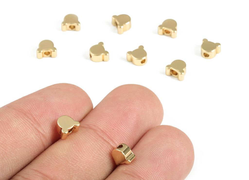 Brass Bear Earring Charms - Gold Bear Pendant - 18K Real Gold Plated Brass - Jewelry Making Supplies - 5.93x5.2x2.96mm - RGP3148 - DOMEDBAZAAR
