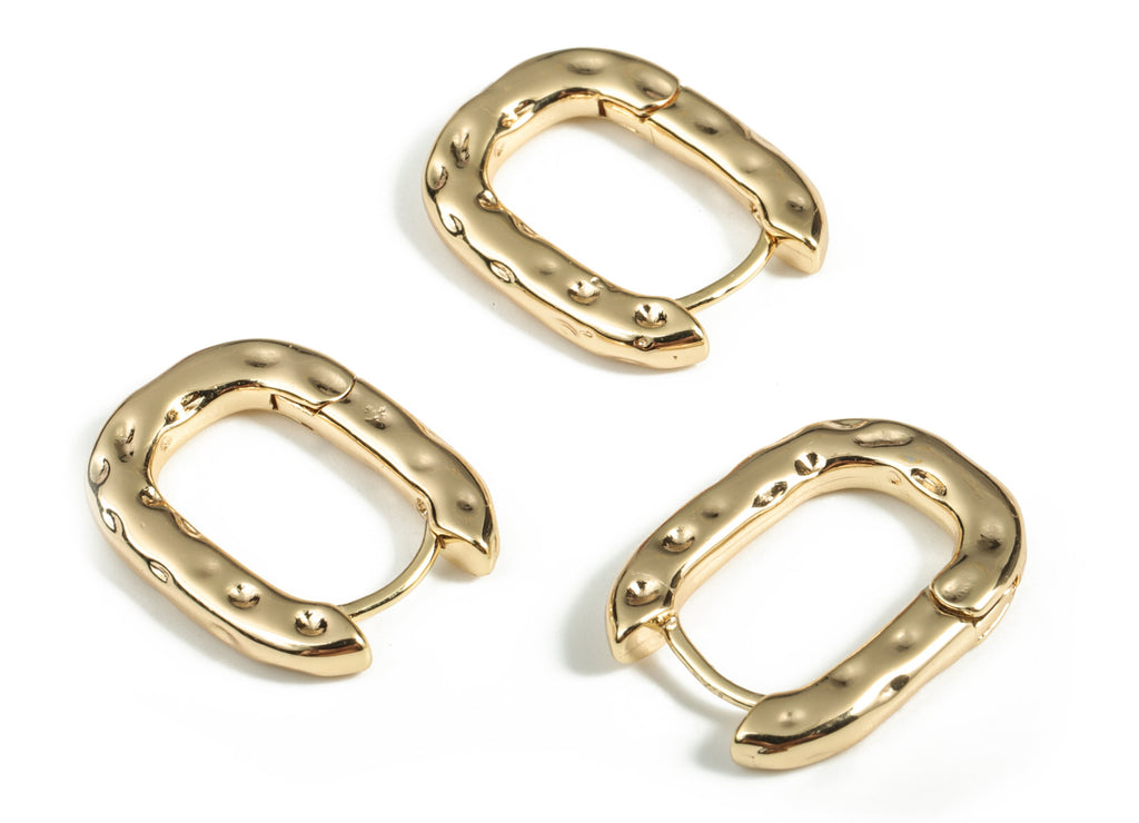 Brass Square Hoop Earring - 18k Real Gold Plated Brass Hoops - Brass Gold Square Earrings - Jewelry supplies -19.77x15.03x2.73mm - RGP3131 - DOMEDBAZAAR