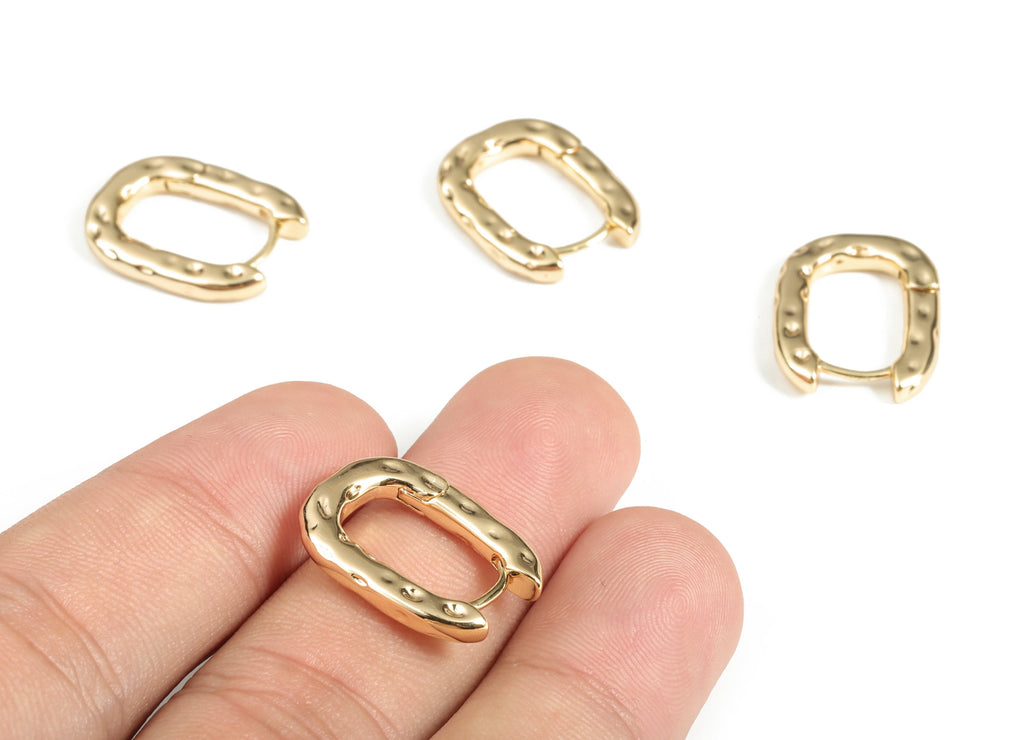 Brass Square Hoop Earring - 18k Real Gold Plated Brass Hoops - Brass Gold Square Earrings - Jewelry supplies -19.77x15.03x2.73mm - RGP3131 - DOMEDBAZAAR