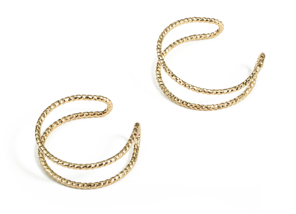 Ear Cuff Double Ring – Fake Piercing - Brass Cuff Earrings – Non Piercing Ear Cuff - 18K Real Gold Plated Brass - 21×20.71×1.26mm - RGP3034 - DOMEDBAZAAR