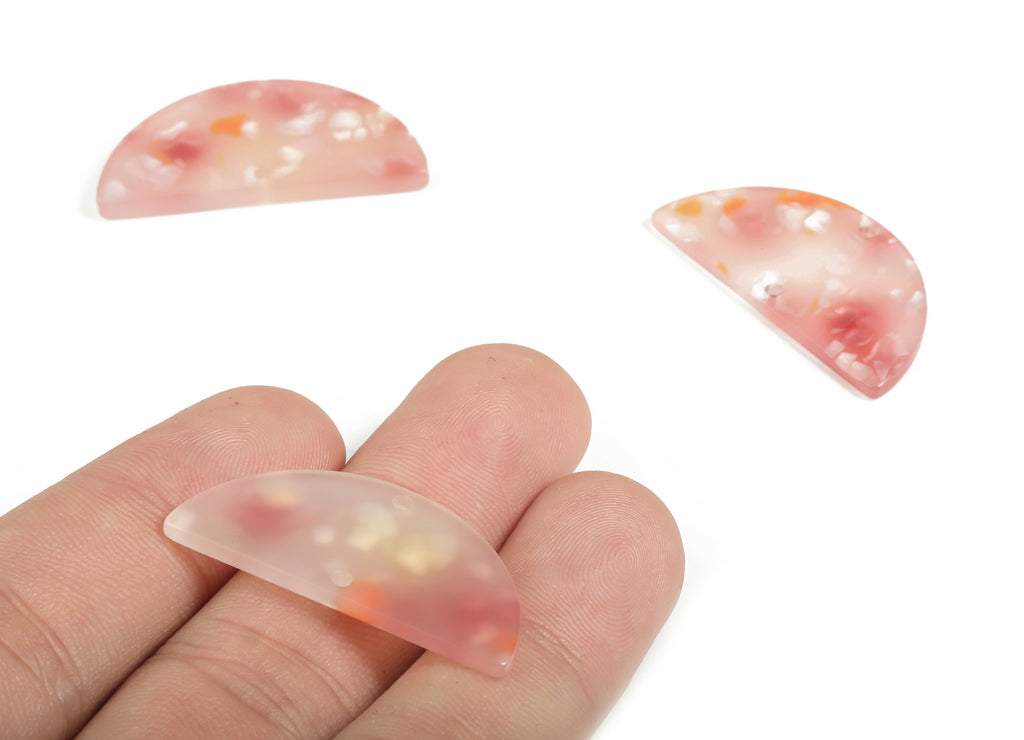 Acrylic Semicircle Earring Connectors - Acrylic Half Moon Charms - 2 Holes - Jewelry Supplies - Color Code:A604 - 34x17x2.4mm - AC1218-A604 - DOMEDBAZAAR