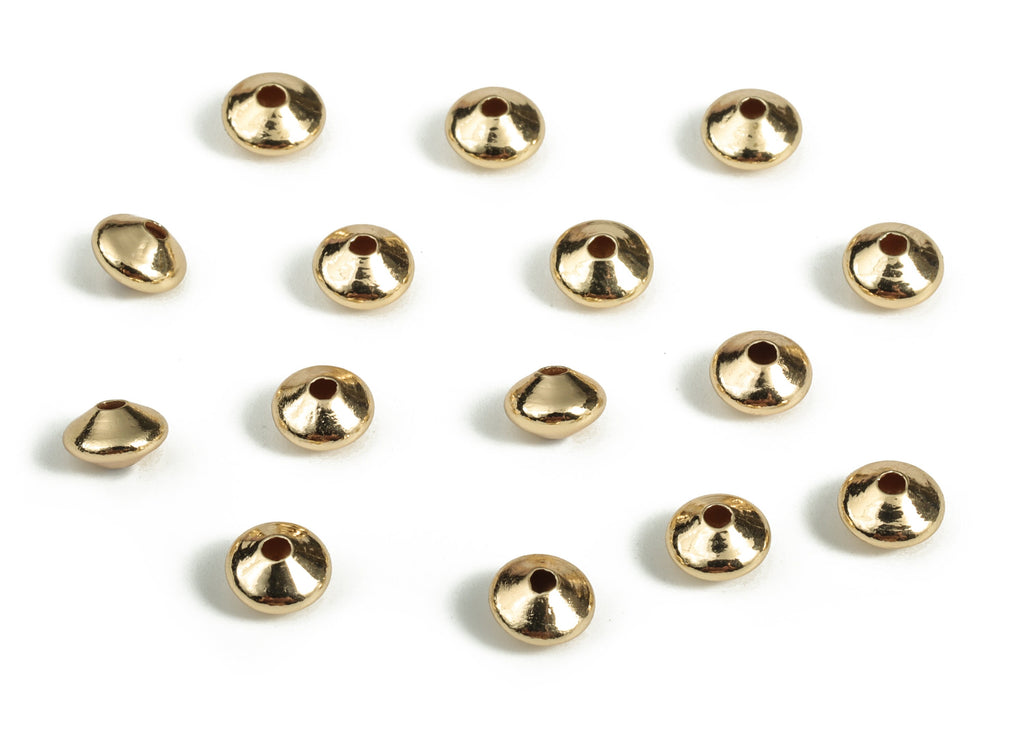 Brass Round Beads – Gold Tiny Round Beads – Bracelet Beads - 18K Real Gold Plated Brass - Jewelry Making Supplies - 5.86x3.63mm - RGP3144 - DOMEDBAZAAR