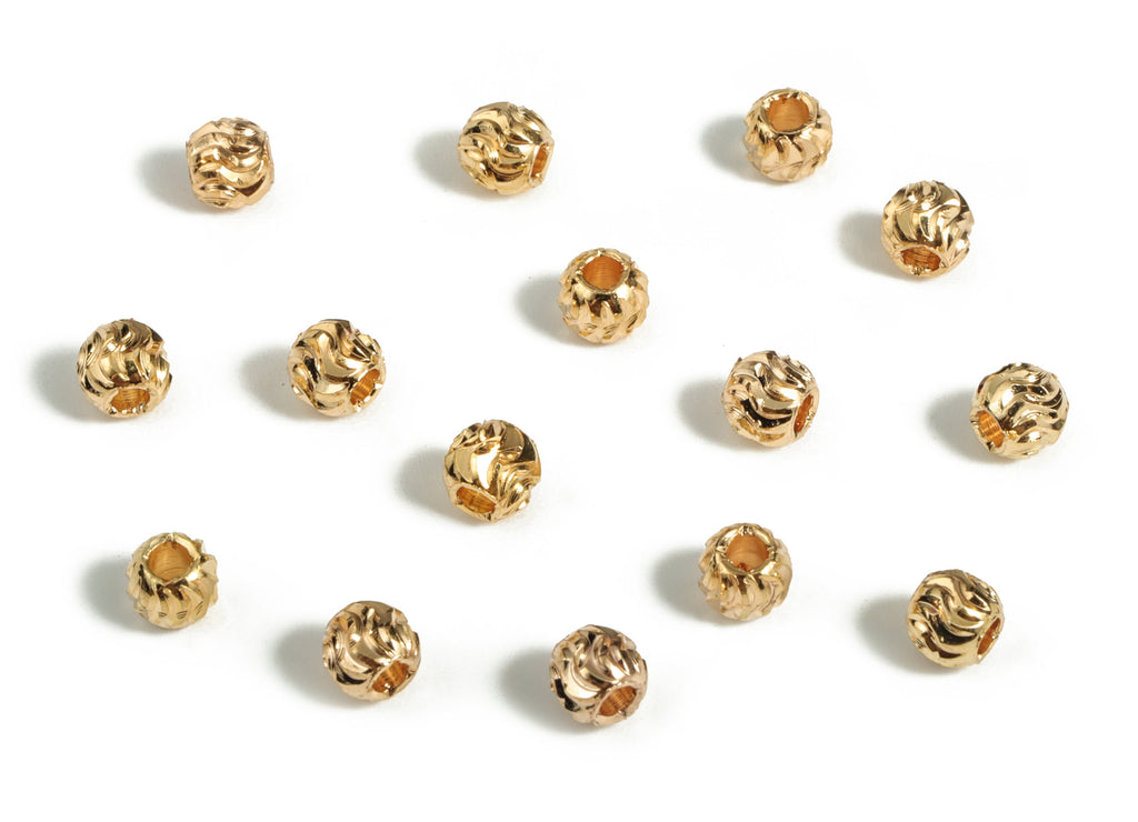 Brass Spacer Ball Beads - Gold Round Spacer Ball Beads - 18K Real Gold Plated Brass - Jewelry Making Supplies - 3.61x3.26mm - RGP3162 - DOMEDBAZAAR