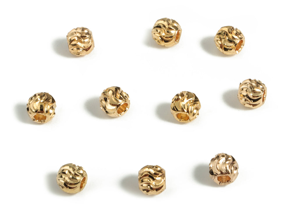 Brass Spacer Ball Beads - Gold Round Spacer Ball Beads - 18K Real Gold Plated Brass - Jewelry Making Supplies - 3.61x3.26mm - RGP3162 - DOMEDBAZAAR