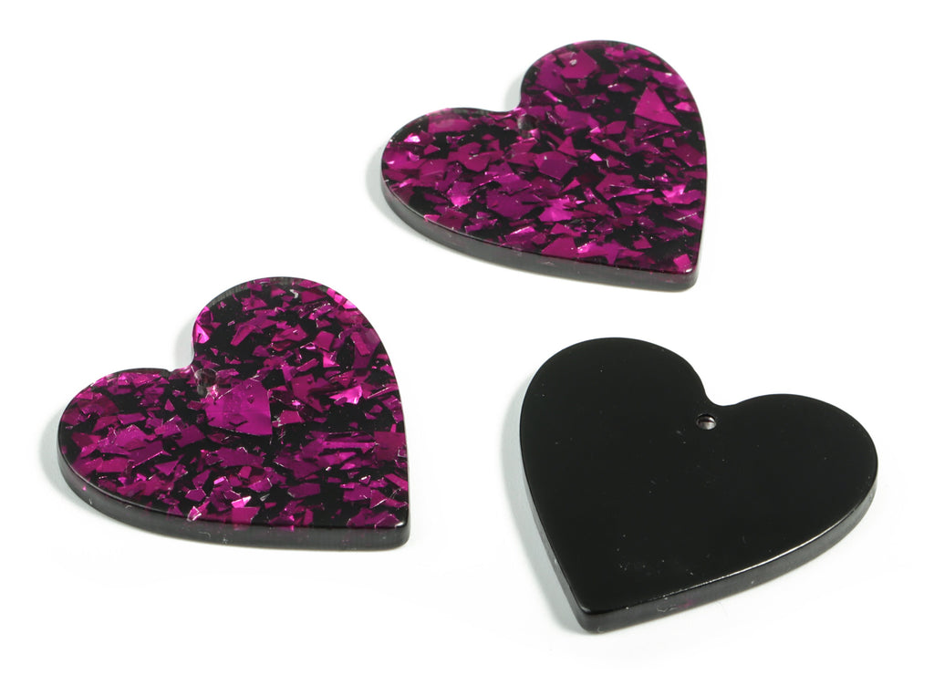Acrylic Heart Earring Charms - Heart Pendant - Earring Findings - Jewelry Supplies - Color Code: A636 - 31.55x31.17x2.88mm - AC1431-A636 - DOMEDBAZAAR