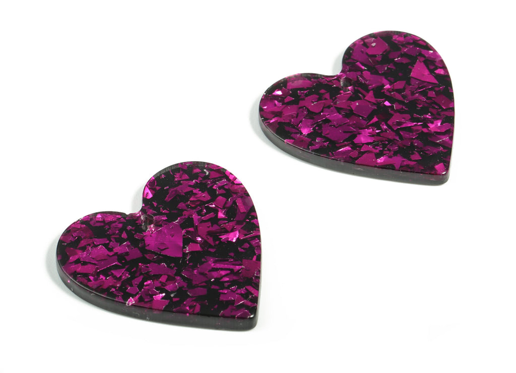 Acrylic Heart Earring Charms - Heart Pendant - Earring Findings - Jewelry Supplies - Color Code: A636 - 31.55x31.17x2.88mm - AC1431-A636 - DOMEDBAZAAR