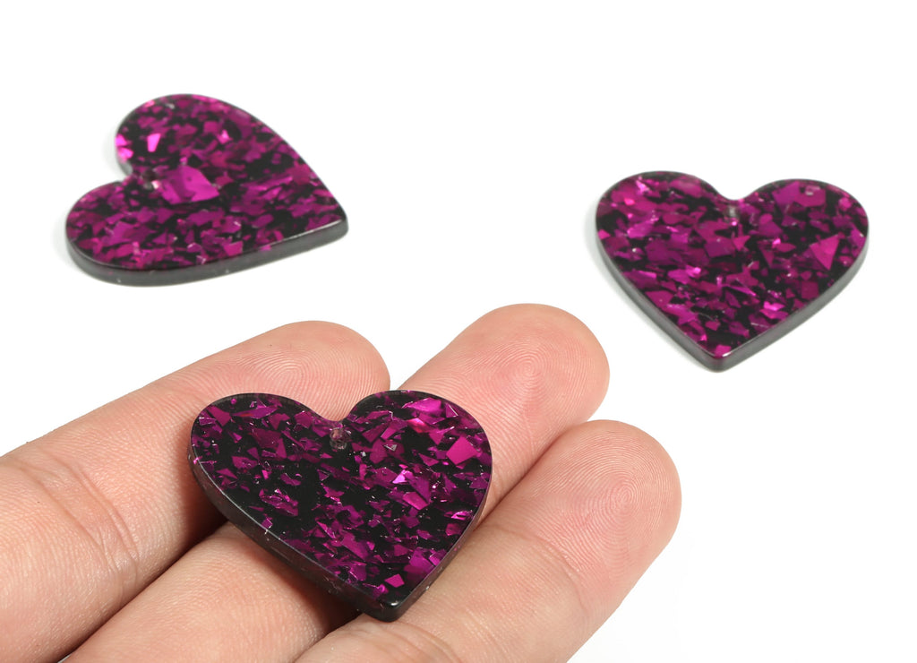 Acrylic Heart Earring Charms - Heart Pendant - Earring Findings - Jewelry Supplies - Color Code: A636 - 31.55x31.17x2.88mm - AC1431-A636 - DOMEDBAZAAR