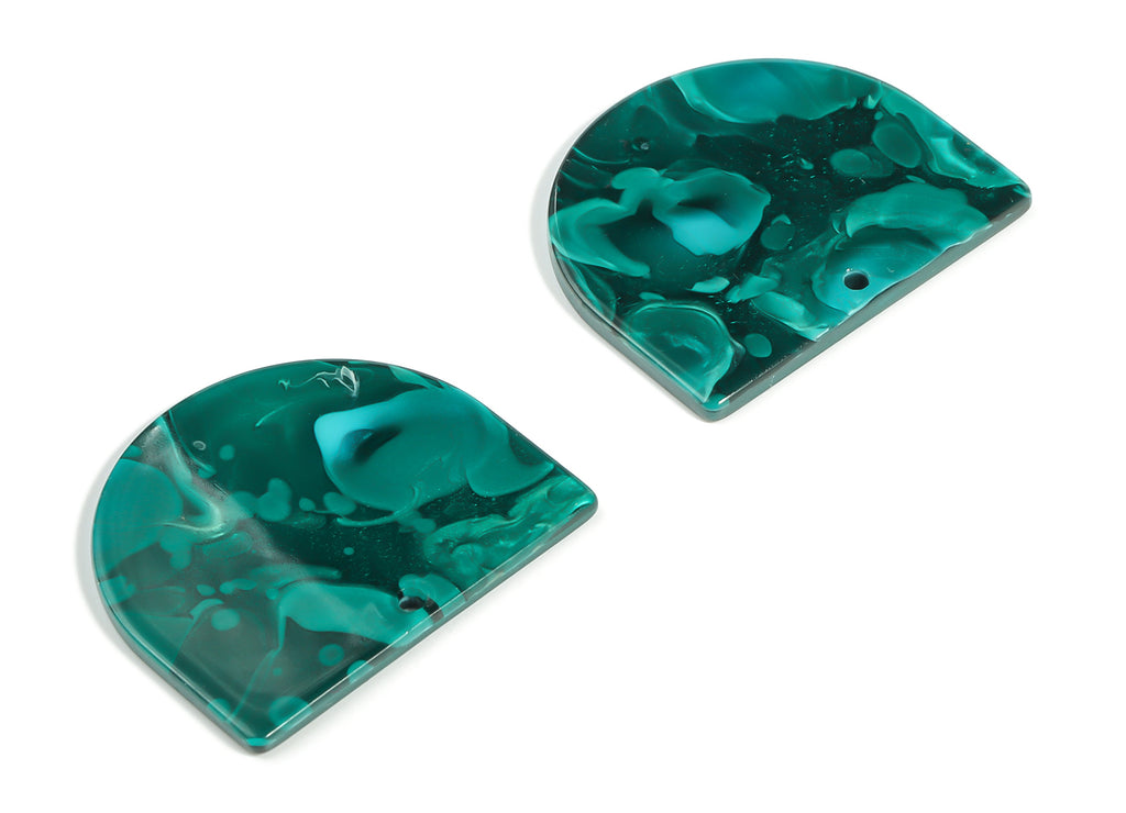 Acrylic D Earring Charms - Semi Circle Pendant - Earring Findings - Jewelry Supplies - Color Code: A624 - 33.48x29.28x2.79mm - AC1094-A624 - DOMEDBAZAAR