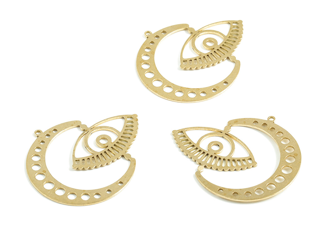 Brass Crescent Eye Earring Charms - Raw Brass Moon Pendant - Earrings Finding - Jewelry Making Supplies - 29.93x25.32x0.6mm - PP4050 - DOMEDBAZAAR