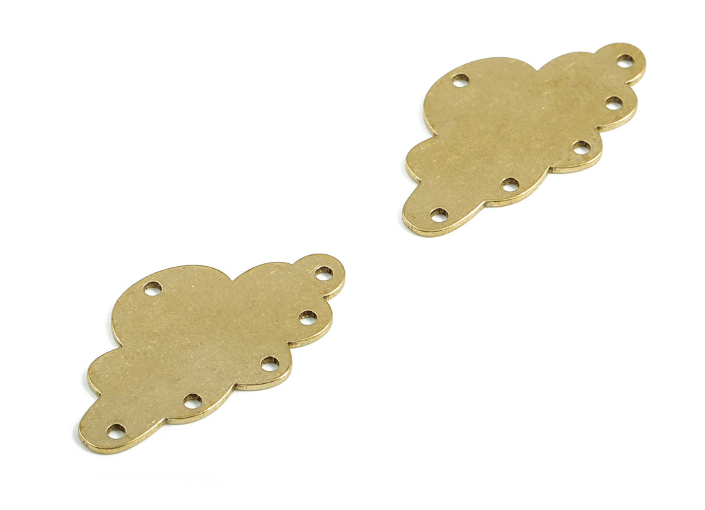 Personalized stamping blank - Cloud Earring Connector - Raw Brass Cloud Earring Charms - 6 Holes Connector  - 22.08x11.94x0.57mm - PP4034 - DOMEDBAZAAR