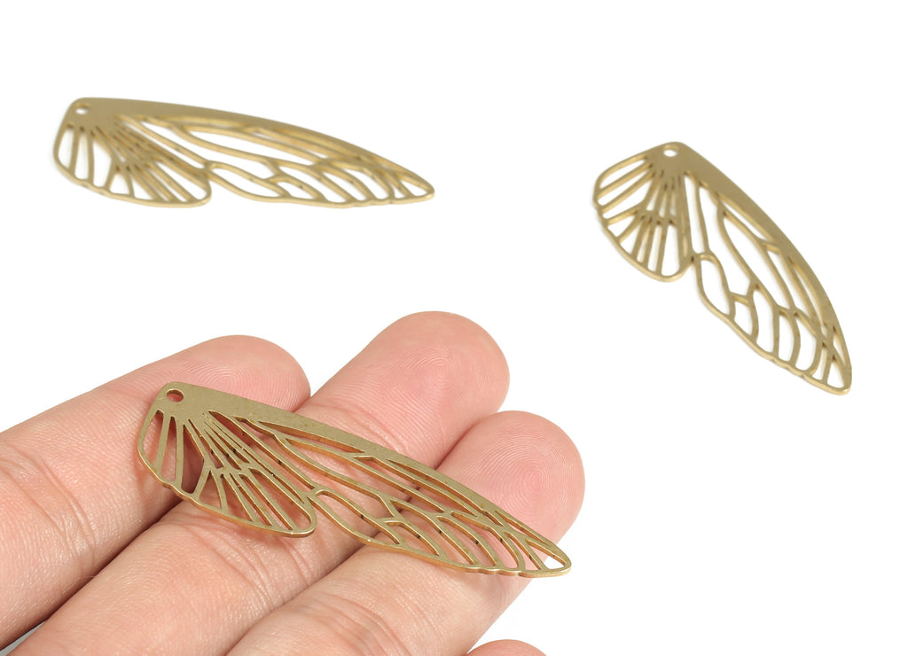 Brass Wing Earring Charms - Raw Brass Irregular Pendant - Raw Brass Earring Findings - Jewelry Making Supplies - 50.88x19.74x0.9mm - PP3994 - DOMEDBAZAAR