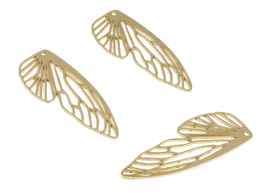 Brass Wing Earring Charms - Raw Brass Irregular Pendant - Raw Brass Earring Findings - Jewelry Making Supplies - 50.88x19.74x0.9mm - PP3994 - DOMEDBAZAAR