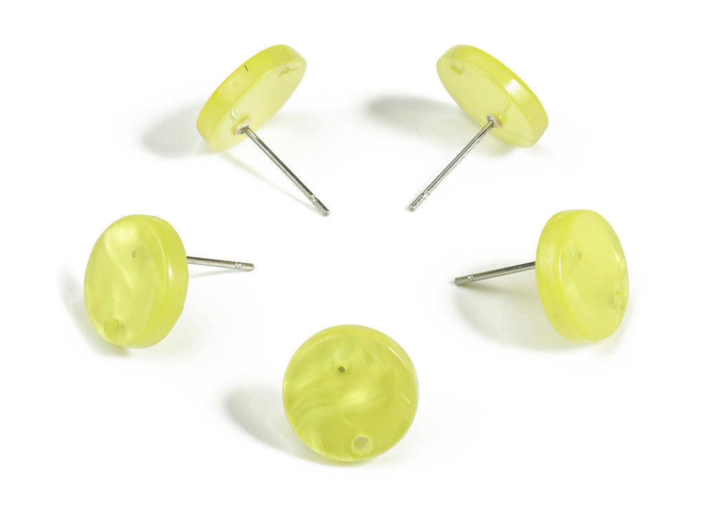 Acrylic Round Earring Stud - Acrylic Circle Earring Post - 316 Surgical Stainless Steel - Color Code: A620 - 11.86x11.76x2.4mm - AC1139-A620 - DOMEDBAZAAR