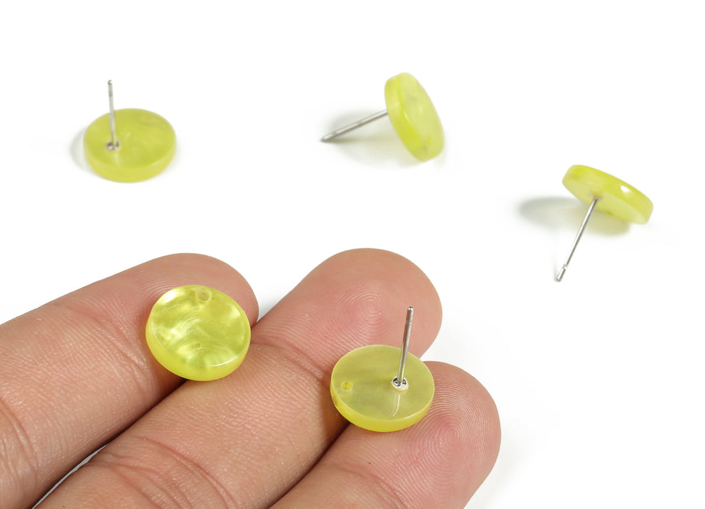 Acrylic Round Earring Stud - Acrylic Circle Earring Post - 316 Surgical Stainless Steel - Color Code: A620 - 11.86x11.76x2.4mm - AC1139-A620 - DOMEDBAZAAR