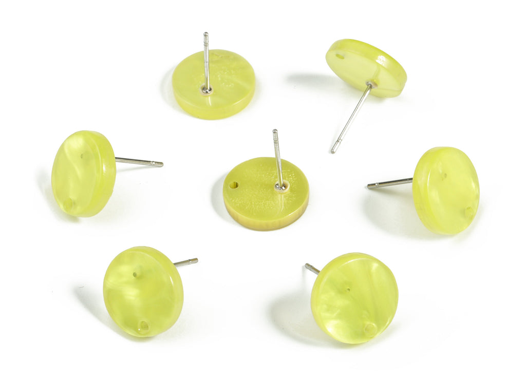Acrylic Round Earring Stud - Acrylic Circle Earring Post - 316 Surgical Stainless Steel - Color Code: A620 - 11.86x11.76x2.4mm - AC1139-A620 - DOMEDBAZAAR