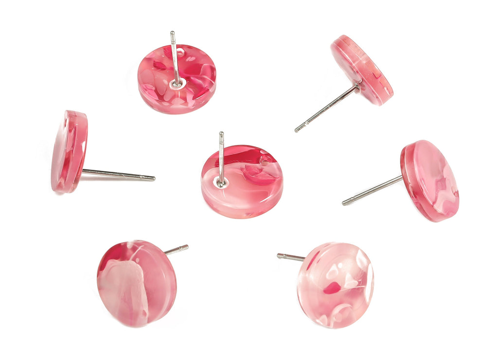 Acrylic Round Earring Stud - Acrylic Round Earring Post - Earring Post Findings - Color Code: A633- 11.74x11.74x3.03mm - AC1139-A633 - DOMEDBAZAAR
