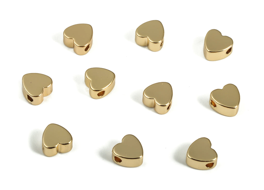 Gold Plated Heart Beads - Gold Plated Hearts - Heart Beads - jewelry Making Supplies - 18K Real Gold Plated Brass - 4.97x4.9x2.6mm - RGP3067 - DOMEDBAZAAR