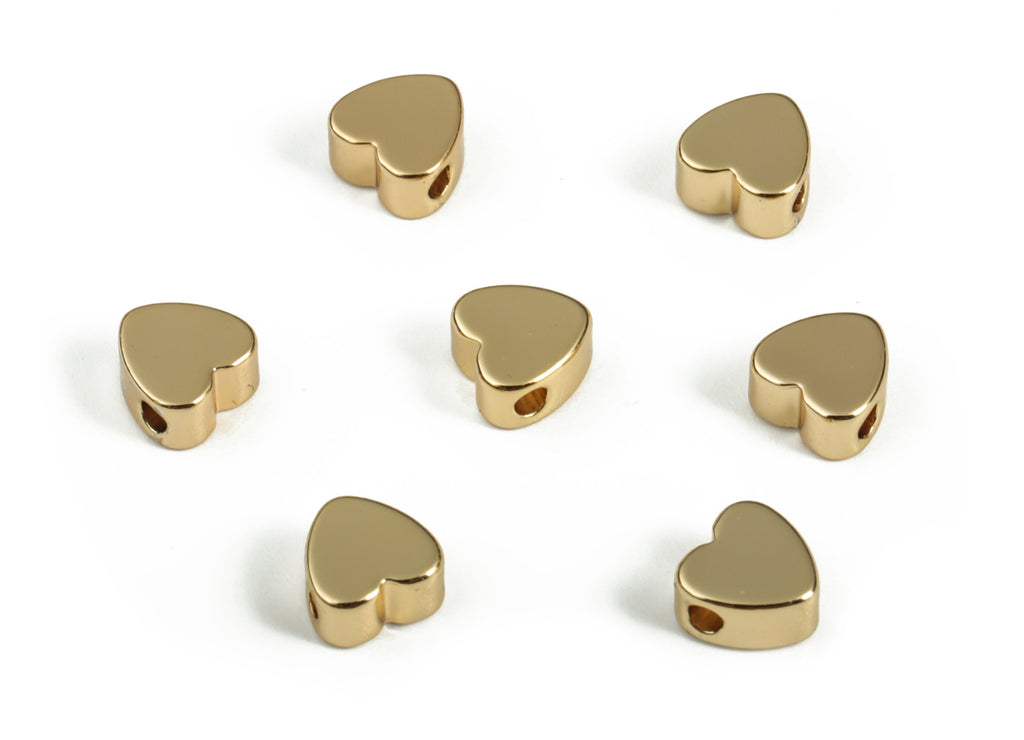 Gold Plated Heart Beads - Gold Plated Hearts - Heart Beads - jewelry Making Supplies - 18K Real Gold Plated Brass - 4.97x4.9x2.6mm - RGP3067 - DOMEDBAZAAR