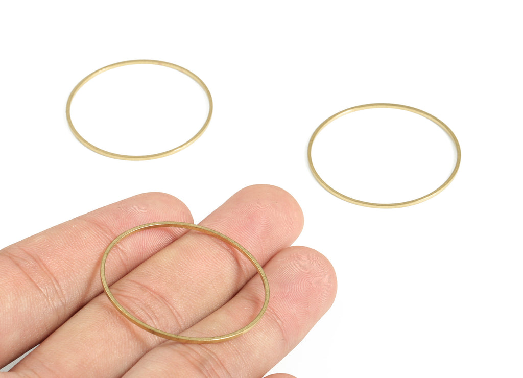 Brass Circle Connector - Raw Brass Round Pendant - Closed Loop Rings - Earring Findings - Jewelry Making SuPPlies - 35x1.0x1.0mm - PP4138-35 - DOMEDBAZAAR