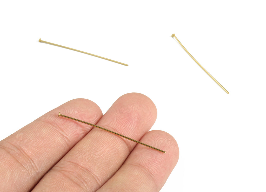 Raw Brass Flat Head Pins – Brass T Pins- Jewelry Supplies – Jewelry Making Findings - 40x0.68mm - PP4146-40 - DOMEDBAZAAR