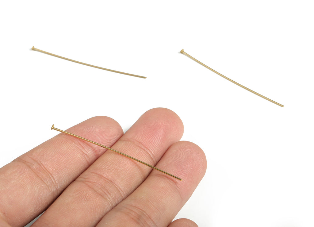Brass Head Pin Findings - Jewelry Making Supplies - Raw Brass Pendants - Pins for DIY Head Pins – Brass Findings - 50x0.68mm - PP4146-50 - DOMEDBAZAAR