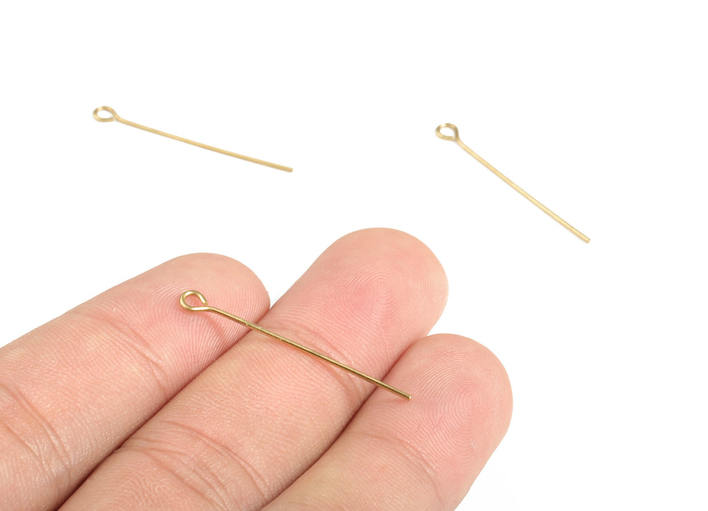 Brass Eye Pins - Raw Brass Beading Eye pins – Brass Findings - DIY Jewelry Finding - Jewelry Making Supplies - 30x0.62mm - PP4147-30 - DOMEDBAZAAR