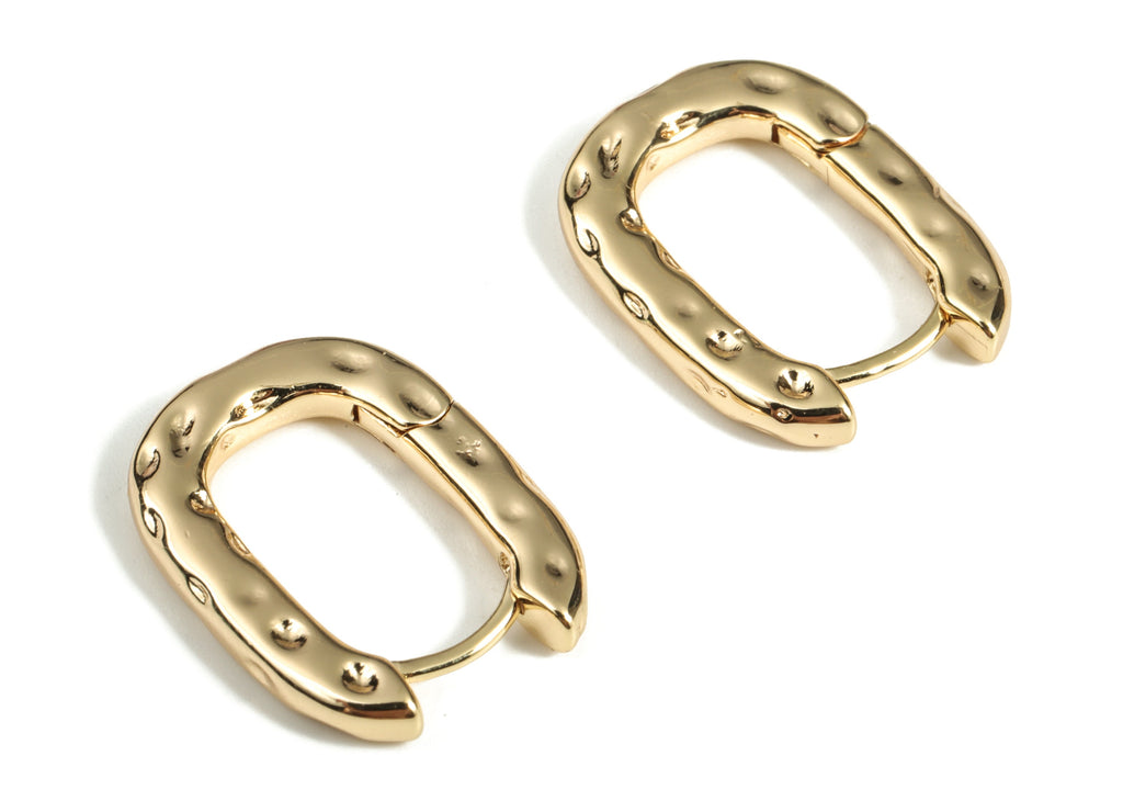 Brass Square Hoop Earring - 18k Real Gold Plated Brass Hoops - Brass Gold Square Earrings - Jewelry supplies -19.77x15.03x2.73mm - RGP3131 - DOMEDBAZAAR