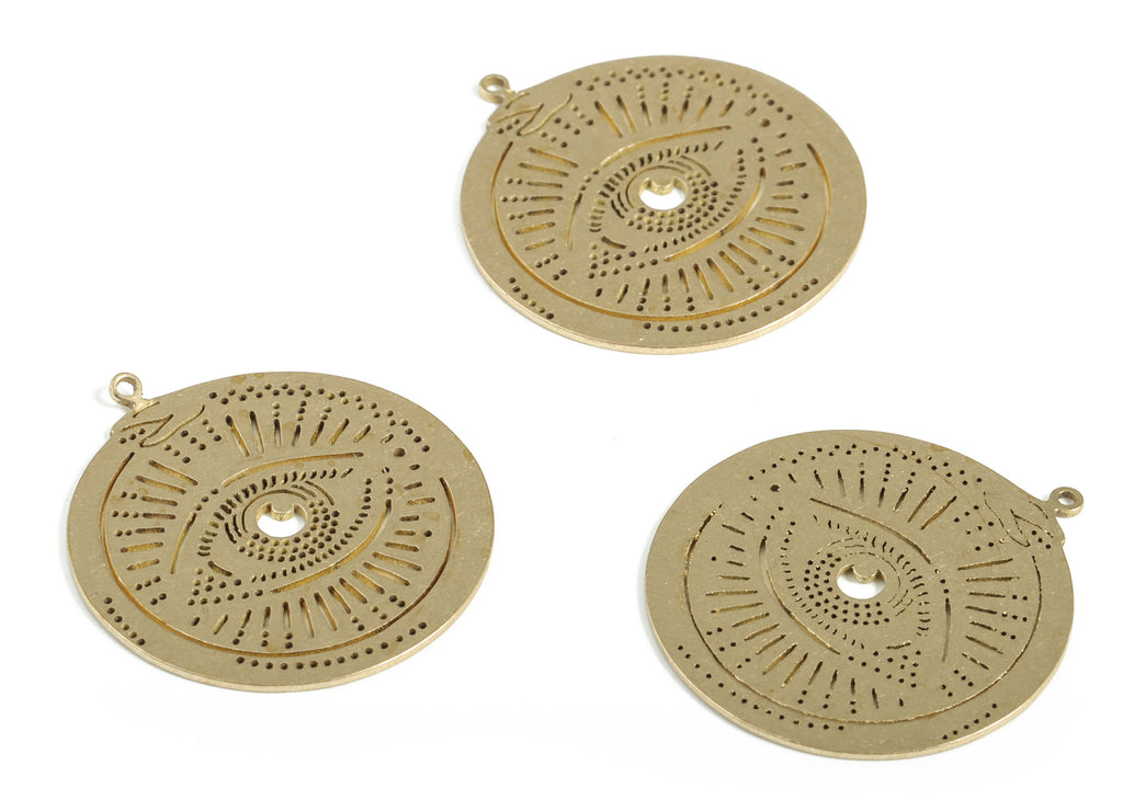 Brass Circle Eye Pendant Charm - Raw Brass Round Eye Earring Charms – Earring Findings - Jewelry Making Supplies -23.56x21.72x0.59mm -PP4169 - DOMEDBAZAAR