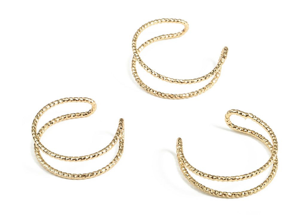 Ear Cuff Double Ring – Fake Piercing - Brass Cuff Earrings – Non Piercing Ear Cuff - 18K Real Gold Plated Brass - 21×20.71×1.26mm - RGP3034 - DOMEDBAZAAR