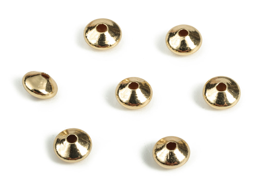 Brass Round Beads – Gold Tiny Round Beads – Bracelet Beads - 18K Real Gold Plated Brass - Jewelry Making Supplies - 5.86x3.63mm - RGP3144 - DOMEDBAZAAR