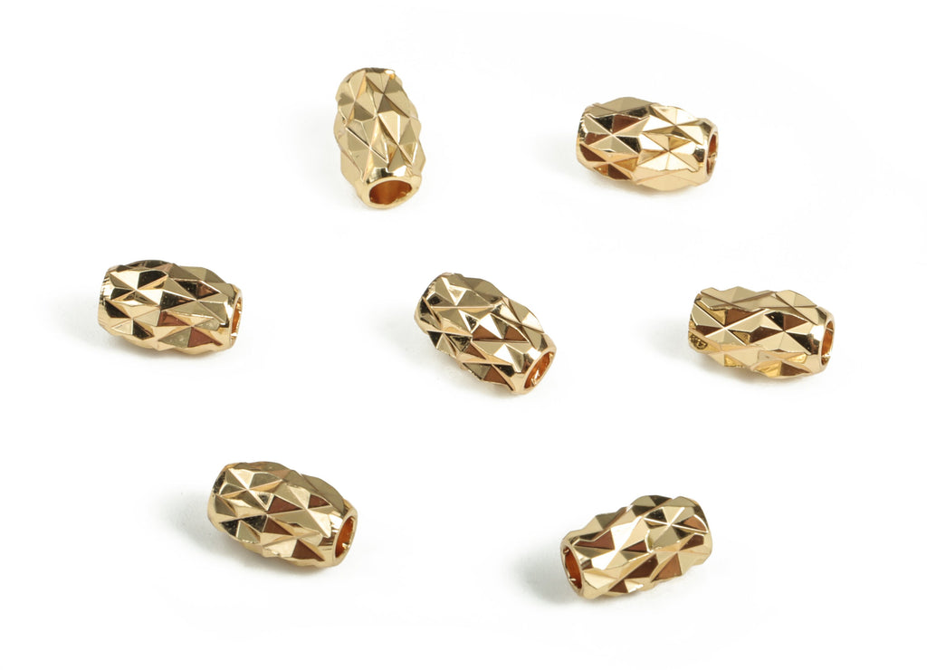 Gold Plated Faceted Barrel Beads - Gold Plated Barrel Beads - Jewelry Making Beads - 18K Real Gold Plated Brass - 2.25x6.96x4.58mm - RGP3068 - DOMEDBAZAAR