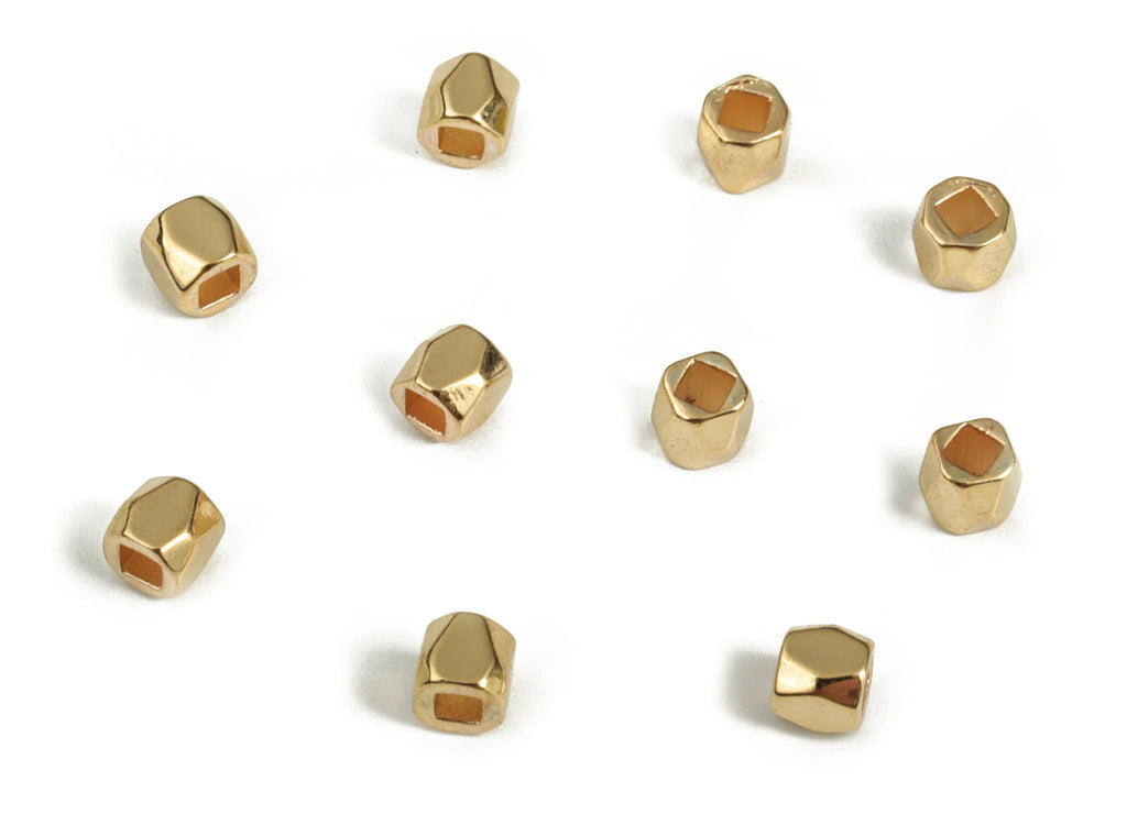 Brass Spacer Ball Beads - Golden Hexagon Spacer Ball Beads - 18K Real Gold Plated Brass - Jewelry Making Supplies - 2.91x2.95mm - RGP3164 - DOMEDBAZAAR