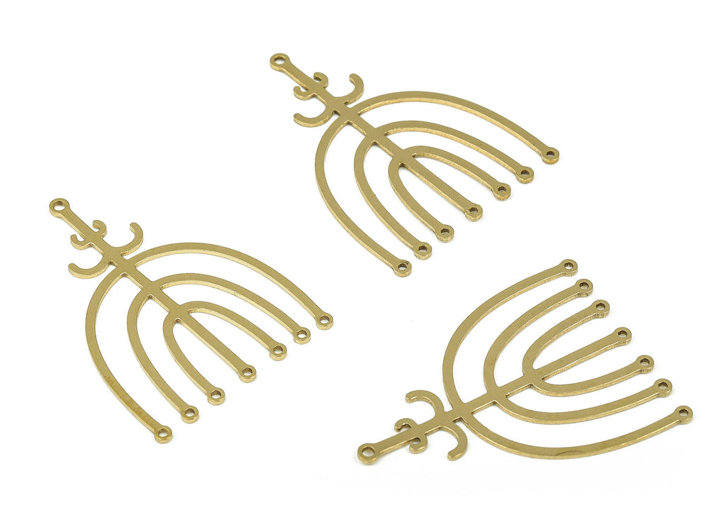 Brass Flowers Earring Connector - Raw Brass Flowers Earrings Charm and Pendant Charm - DIY Making Jewelry Supplies -35.14x26.1x0.74mm-PP4355 - DOMEDBAZAAR