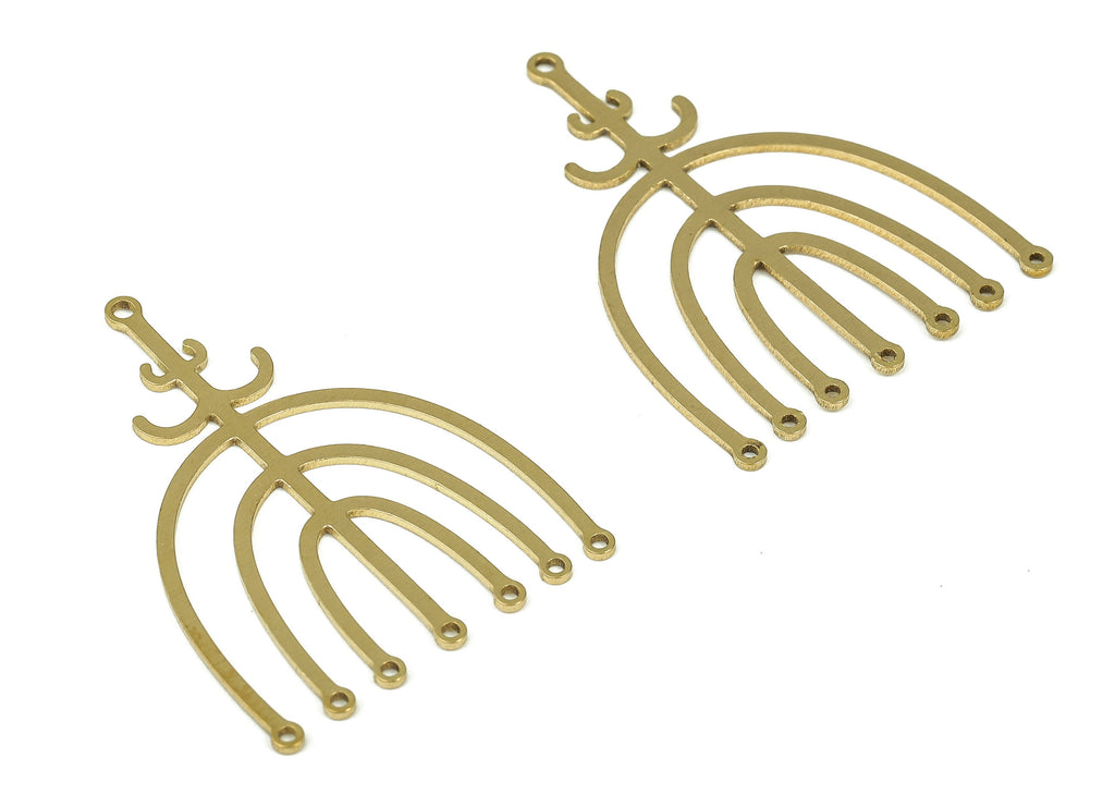 Brass Flowers Earring Connector - Raw Brass Flowers Earrings Charm and Pendant Charm - DIY Making Jewelry Supplies -35.14x26.1x0.74mm-PP4355 - DOMEDBAZAAR