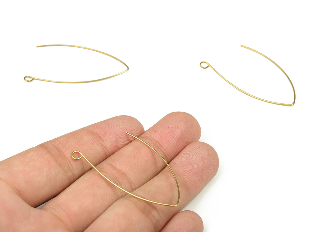 Raw Brass Earring Wire - Brass Earrings Ear Hooks - Brass Ear Hooks - Earring Findings - Jewelry Making Supplies -42.98x28.31x0.64mm- PP4367 - DOMEDBAZAAR