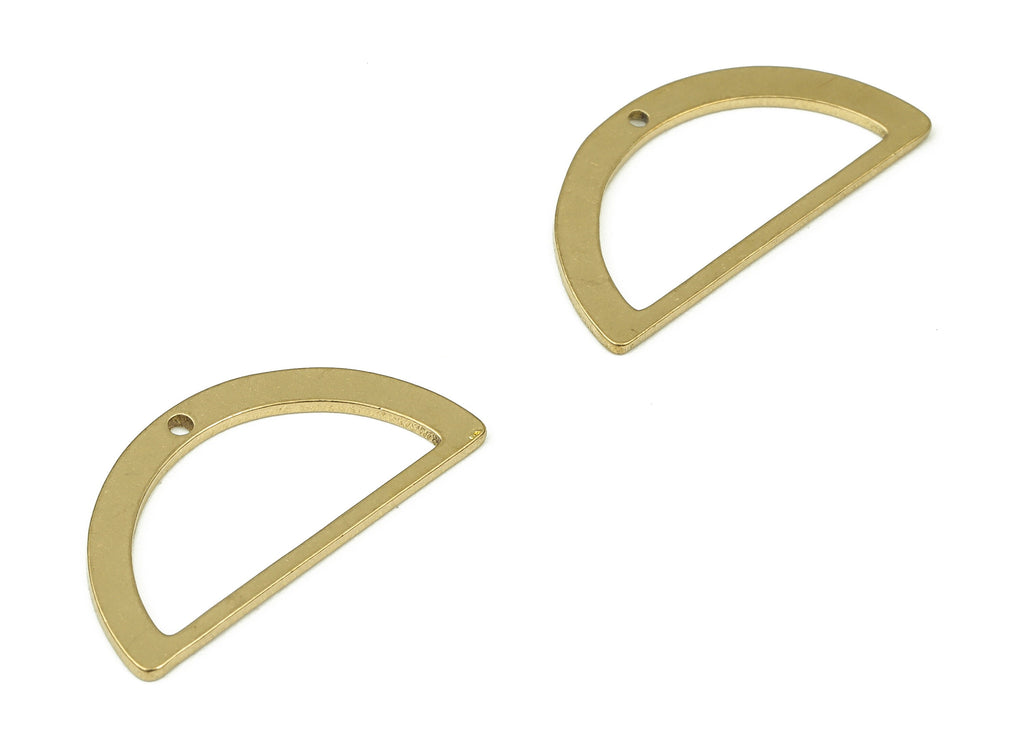 Brass Semi Circle Connectors - Brass D Shape Charms - Brass Earring Findings - Raw Brass Half Moon Charms - 21.75x11.02x0.79mm - PP4274 - DOMEDBAZAAR