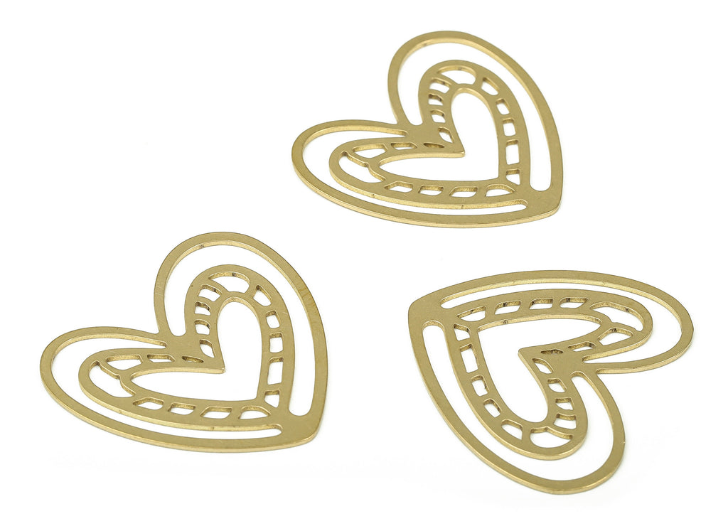 Raw Brass Heart Charms - Tiny Heart Charms - Mini Heart Charms - Brass Findings – Jewelry Making Supplies - 29.93×27.86×0.69mm - PP4282 - DOMEDBAZAAR