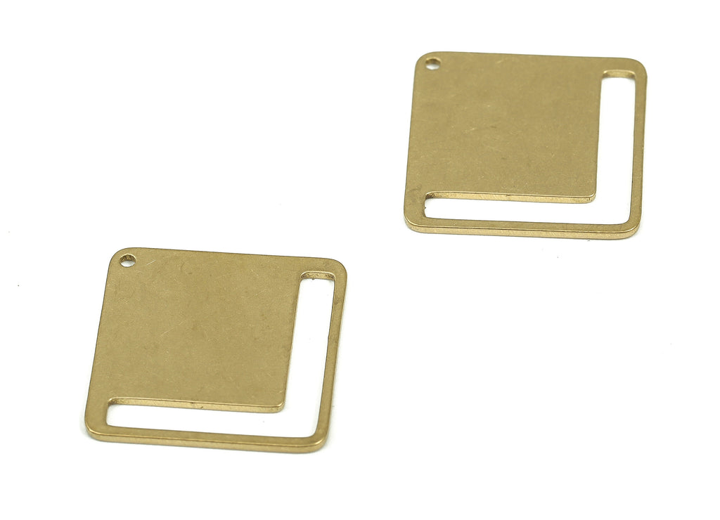 Personalized stamping blank - Brass Square Earrings Connectors - Raw Brass Square Pendant Charms  -17.13x7.13x0.81mm- PP4338 - DOMEDBAZAAR