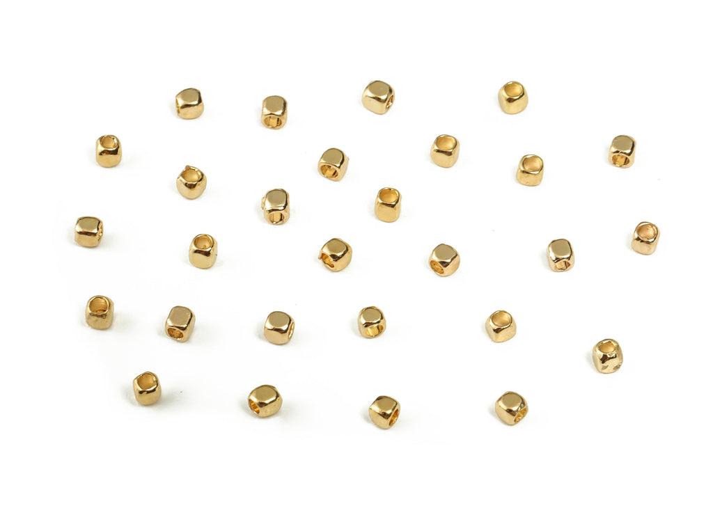 Brass Square Spacer Beads – Dice Beads - 18K Real Gold Plated Brass Beads - Jewelry Making Supplies – 1.46×1.46mm - RGP3253 - DOMEDBAZAAR