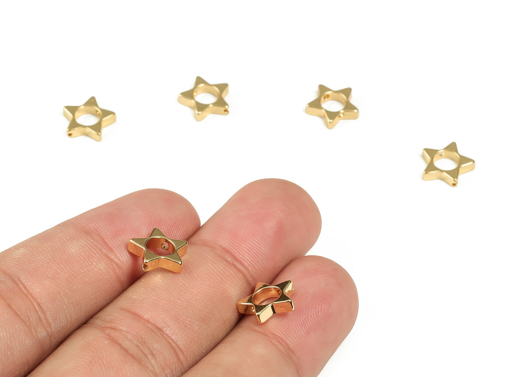 Brass Hollow Star Spacer Bead - Tiny Star Beads - 18K Real Gold Plated Hollow Star Bead - Jewelry Making Supplies -10.35x9.97x2.3mm- RGP3087 - DOMEDBAZAAR