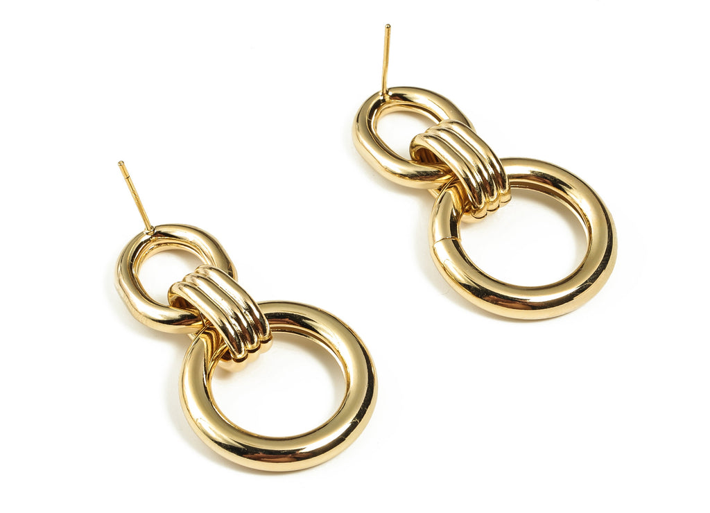 Brass Stud Earrings - 8 Shape Post Earrings - Double Ring Earrings - 18k Gold Plated Brass - Jewelry Supplies - 40.66x22.65x3.8mm - RGP3082 - DOMEDBAZAAR