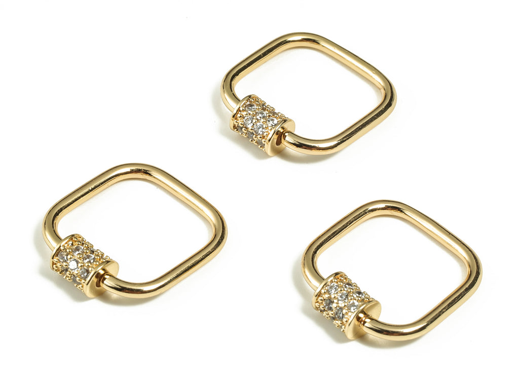 Brass Square Charm Pendant – Zircon Earring Charms - 18k Real Gold Plated Brass Charm – DIY Jewelry Supplies - 21.2x19.54x5.44mm - RGP3083 - DOMEDBAZAAR